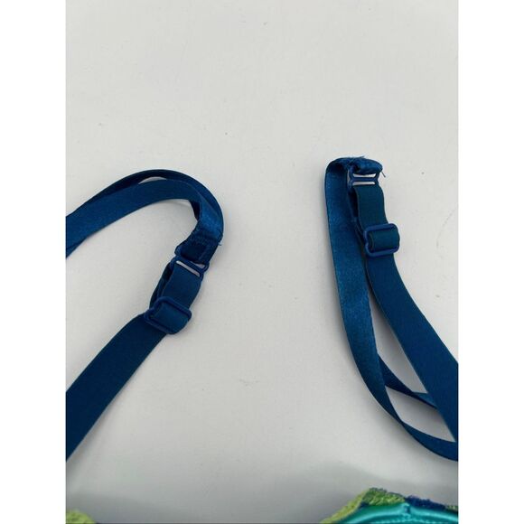 CACIQUE Intimates Bra Size 38DD Blue Green Push Up Embroidered Leaf w/ Underwire - Picture 9 of 10